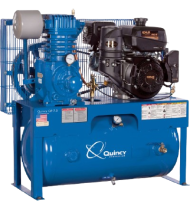 Quincy QP-7.5 Pressure Lubricated Reciprocating Air Compressor - 30-Gallon Horizontal, 14 HP Kohler Gas Engine.