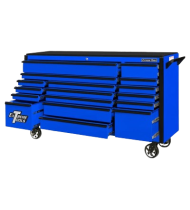 Extreme Tools 17 Drawer Deep Roller Cabinet with Black with Blue Drawer Pulls DX Series 72-in